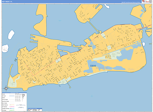 Key West Zip Code Wall Map